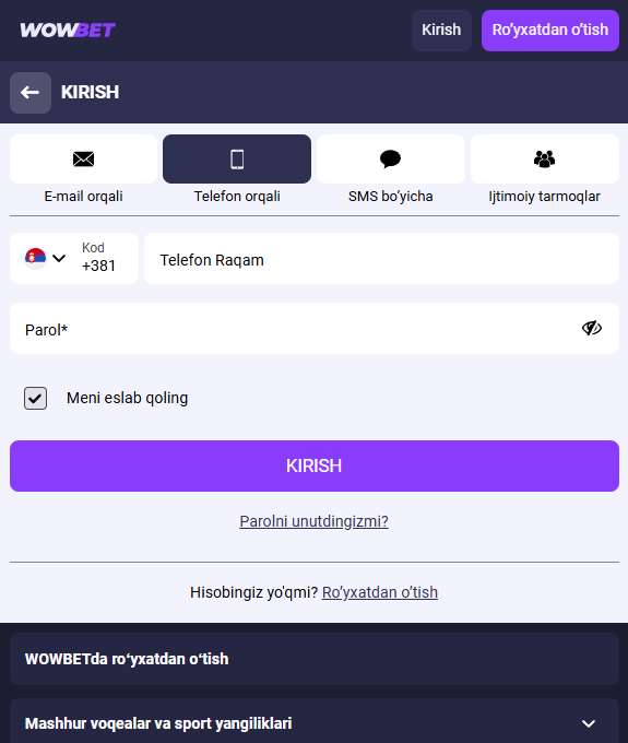 Hisobga kirishning mavjud variantlaridan biri